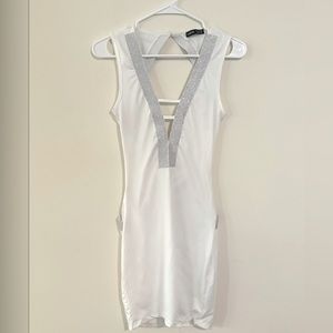 White, low back bodycon dress